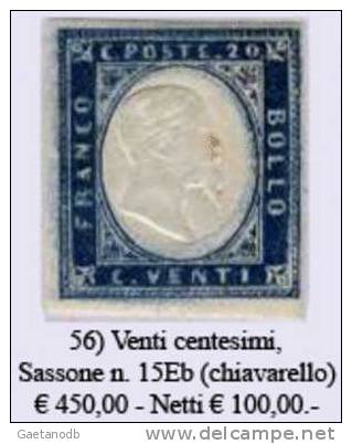 Sardegna-056 - Sassone: N. 15Eb (+) - Privo Di Difetti Occulti. - Sardaigne