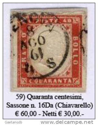 Sardegna-059 - Sassone: N. 16Da (o) - Privo Di Difetti Occulti. - Sardaigne