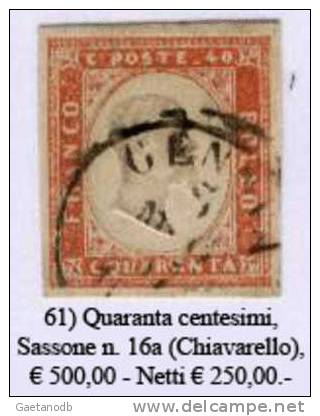 Sardegna-061 - Sassone: N. 16a (o) - Privo Di Difetti Occulti. - Sardaigne