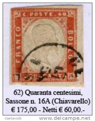Sardegna-062 - Sassone: N. 16A (o) - Privo Di Difetti Occulti. - Sardaigne