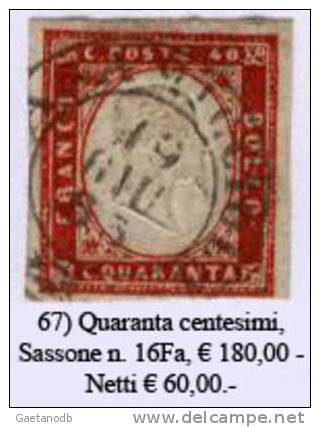 Sardegna-067 - Sassone: N. 16Fa (o) - Privo Di Difetti Occulti. - Sardaigne