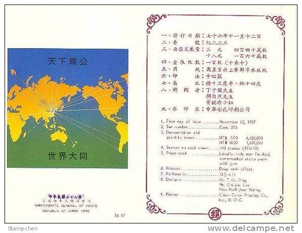 Folder 1987 Symposium Confucianism Stamps Teacher Temple Scenery Horse Map Confucius - Other & Unclassified