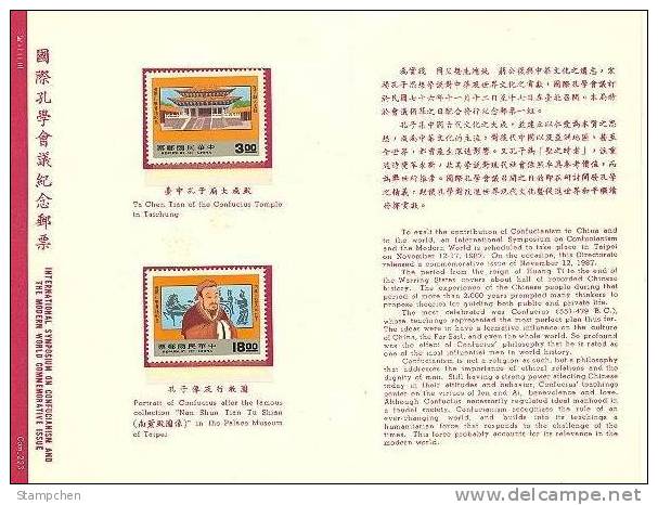 Folder 1987 Symposium Confucianism Stamps Teacher Temple Scenery Horse Map Confucius - Other & Unclassified