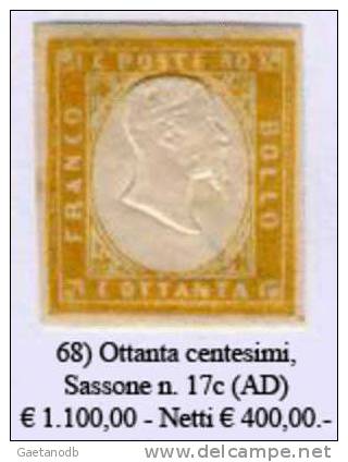 Sardegna-068 - Sassone: N. 17c (+) - Siglato "AD" - Privo Di Difetti Occulti. - Sardaigne