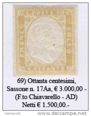 Sardegna-069 - Sassone: N. 17Aa (+) - Siglato "G. Chiavarello" E "AD" - Privo Di Difetti Occulti. - Sardaigne