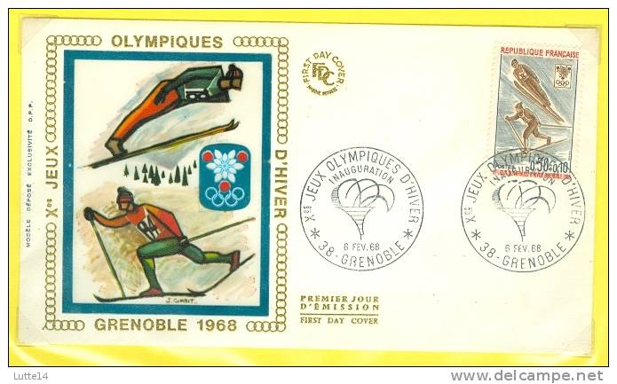 1968 Jeux Olympiques De Grenoble 1968 1er Jour 06/02/1968 Tp 1543 Ski Ski De Fond - Lettres & Documents