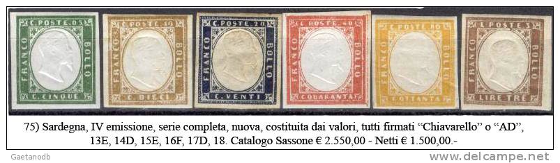 Sardegna-075 - Sassone: N. 13E, 14D, 15E, 16F, 17D, 18, (+) - Siglati "AD" O "Chiavarello" - Privi Di Difetti Occulti. - Sardaigne