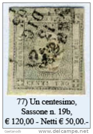 Sardegna-077 - Sassone: N. 19b (o) - Privo Di Difetti Occulti. - Sardaigne