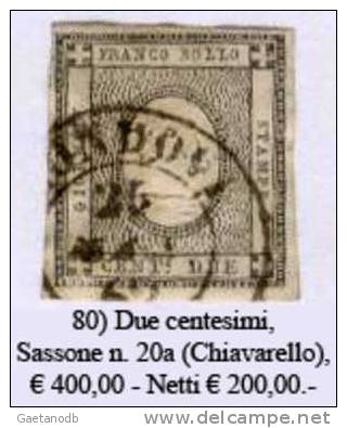 Sardegna-080 - Sassone: N. 20a (o) - Privo Di Difetti Occulti. - Sardaigne