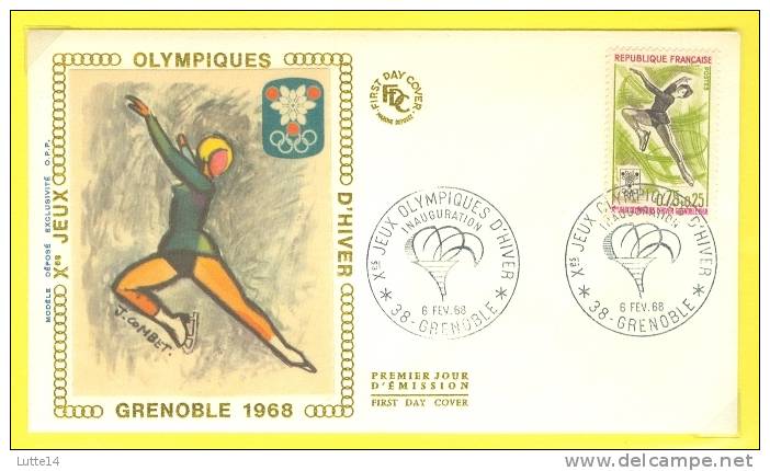 1968 Jeux Olympiques De Grenoble 1968 1er Jour 06/02/1968 Tp 1546 PATINNAGE ARTISTIQUE - Storia Postale