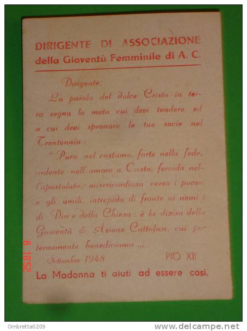 Anno 1949 - Tessera Azione Cattolica Italiana - Cercenasco Torino - Santini