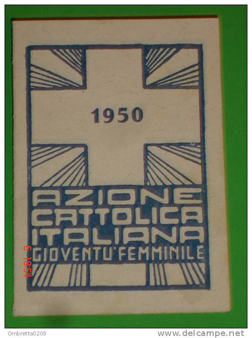 Anno 1950 - Tessera Azione Cattolica Italiana - Cercenasco Torino - Santini