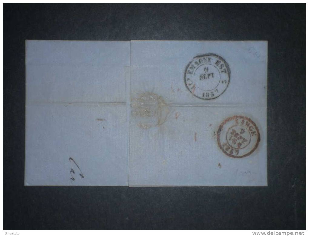 (1633) Germany Stampless Cv COELN-Liege-1857 Diff Postal Marks - Préphilatélie