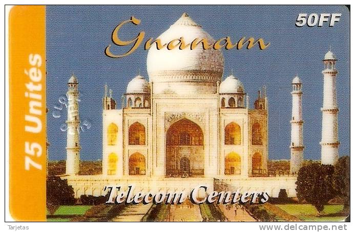 TARJETA DE FRANCIA DE EL TAJ MAHAL DE LA INDIA  GNANAM  50 FF CON SELLO - Autres & Non Classés