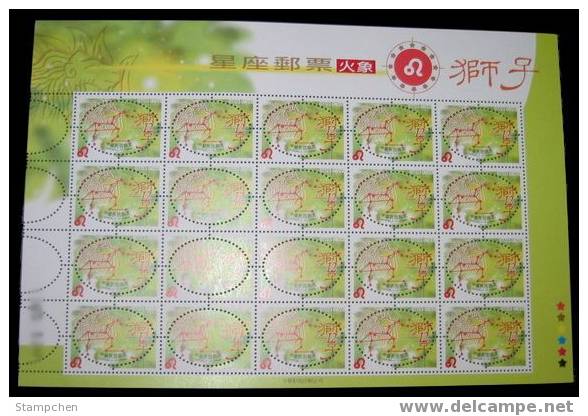 2001 Zodiac Stamps Sheet - Leo Of Fire Sign - Astrology