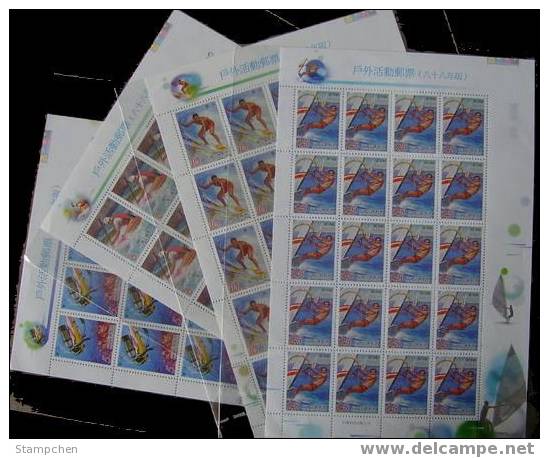 1999 Outdoor Activities Stamps Sheets Surfing Diving Rafting Windsurfing Coral Sail Sport - Duiken