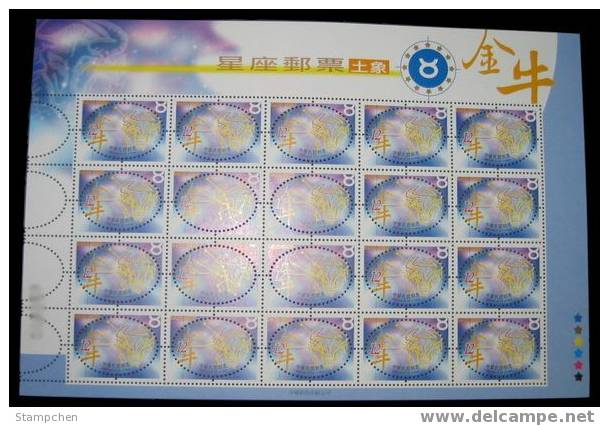 2001 Zodiac Stamps Sheet - Taurus Of Earth Sign - Astronomie