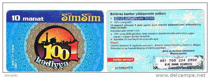 AZERBAIJAN  - AZERCELL   RECHARGE GSM   -  SIMSIM: 1001 HADIYYA   - USATA° (USED) - RIF. 302 - Azerbeidzjan