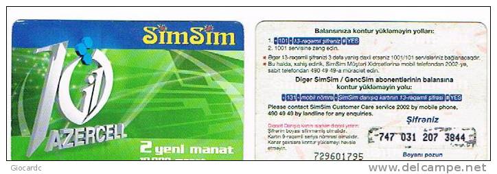 AZERBAIJAN  - AZERCELL   RECHARGE GSM   -  SIMSIM: 1G1   - USATA° (USED)  - RIF. 303 - Azerbeidzjan