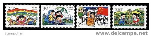 China 1996-12 Children Stamps Umbrella Kid Penguin Bird National Flag Rainbow Wheelchair Music - Pinguïns & Vetganzen