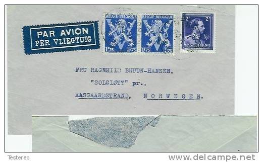 Par Avion Leopold III 2fr V + 683A(2) 1946 /Norway - Lettres & Documents