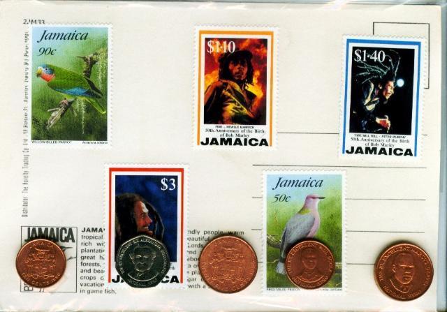 5 Monnaies Locales + 5 Timbres Jamaica - Jamaica