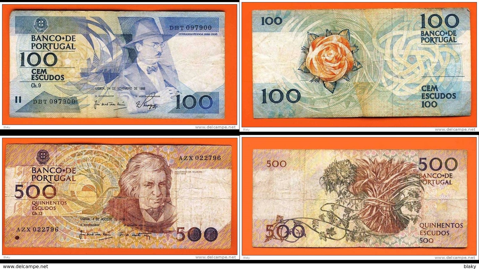 1988-500 ESCUDOS DU 4 AOUT &   1988- 100 ESCUDOS 24 NOVEMBRE PORTUGAL - Portugal