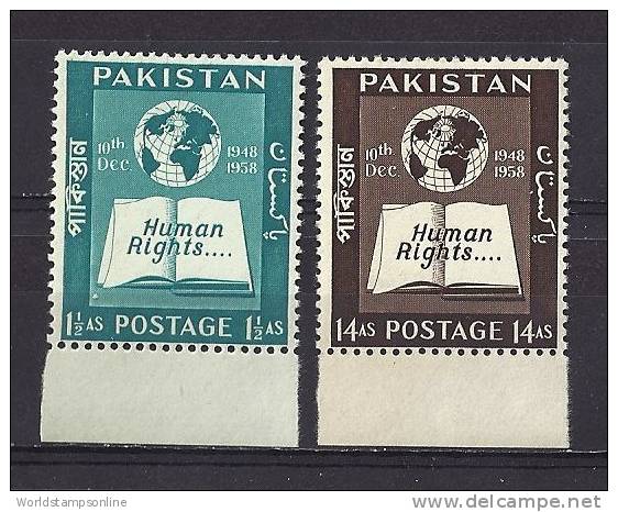 Pakistan, Year 1958, Mi 99-100, Human Rights, MNH ** - Pakistan