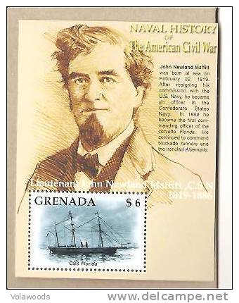 Grenada - Foglietto Nuovo: Storia Navale Della Guerra Civile Americana -CSS Florida - Onafhankelijkheid USA