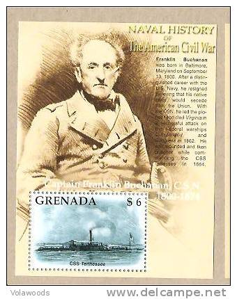 Grenada - Foglietto Nuovo: Storia Navale Della Guerra Civile Americana -CSS Tennessee - Indépendance USA