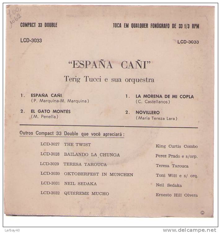Espana Cani Terig Tucci - 33 Tours Format 45 T - Sonstige - Spanische Musik