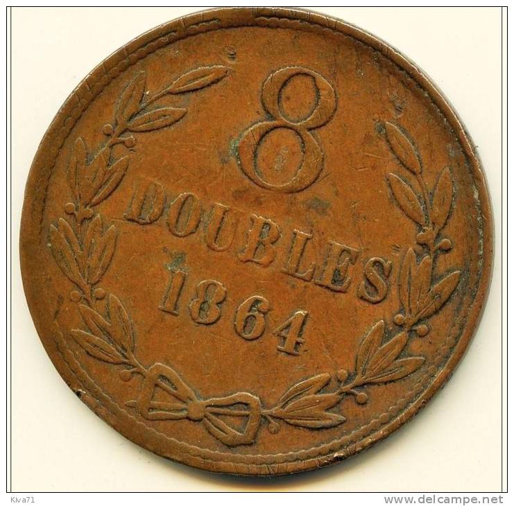 **pas Courant** 8 DOUBLES "  GUERNESEY"  1864  TTB+  : VF - Guernesey