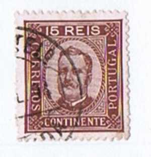 D. Carlos  15 R  Afinsa 74, Papier Glacé  Perf 12,5 - Used Stamps