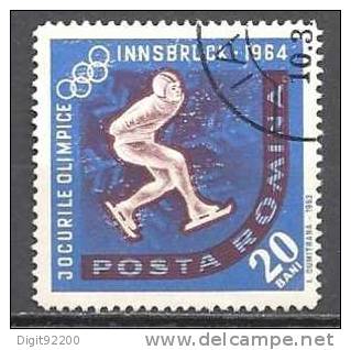 1 W Valeur Oblitérée, Used - ROUMANIE - ROMANA * 1964 - N° 1084-16 - Winter 1964: Innsbruck