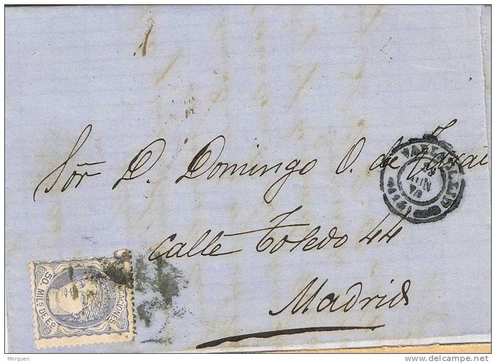 Carta  Entera VALLADOLID 1870. Fechador Tipo II - Storia Postale