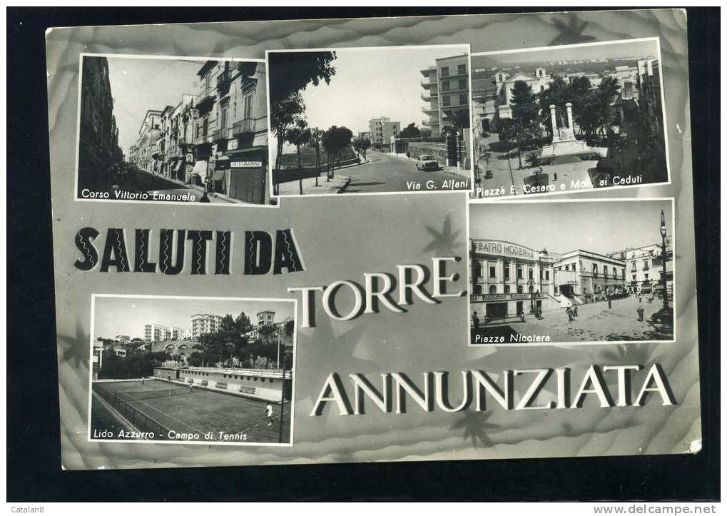 S2322 CARTOLINA POSTALE CAMPANIA NAPOLI SALUTI DA TORRE ANNUNZIATA VEDUTINE FG. V. - Torre Annunziata