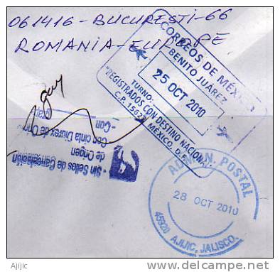 Lettre Recommandee De Bucarest, Adressee Mexique. Photos Recto-verso - Briefe U. Dokumente