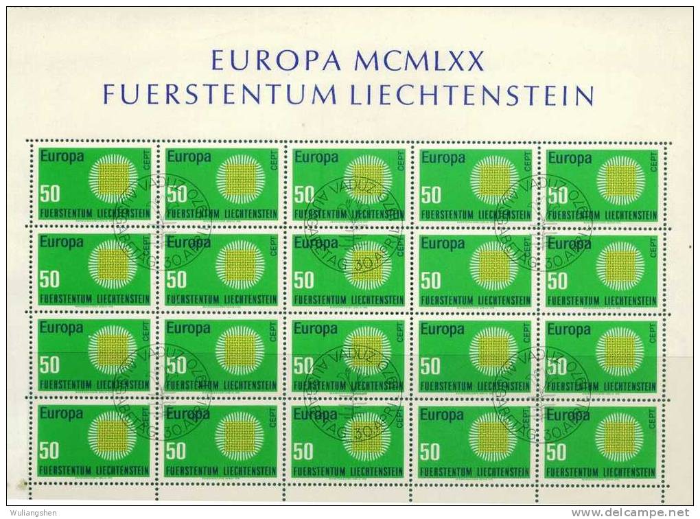 AX0054 Liechtenstein 1970 Europa Sheet 20v CTO - 1970