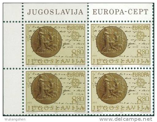 AX0061 Yugoslavia 1983 Europa Nobel MEDALS Block MNH - 1983