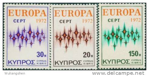 AX0209 Cyprus 1972 Europa Stars 3v MLH - 1972