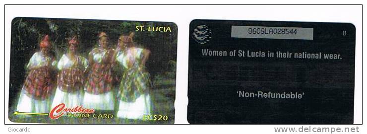 SANTA LUCIA - GPT - 1996 COSTUMI: WOMEN IN THEIR NATIONAL WEAR    CODE 96CSLA - USATA° (USED)  -  RIF. 1126 - Saint Lucia