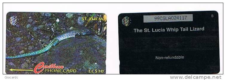 SANTA LUCIA - GPT - 1996 ANIMALI: LUCERTOLA (LIZARD)    CODE 99CSLA - USATA° (USED)  -  RIF. 1127 - Saint Lucia
