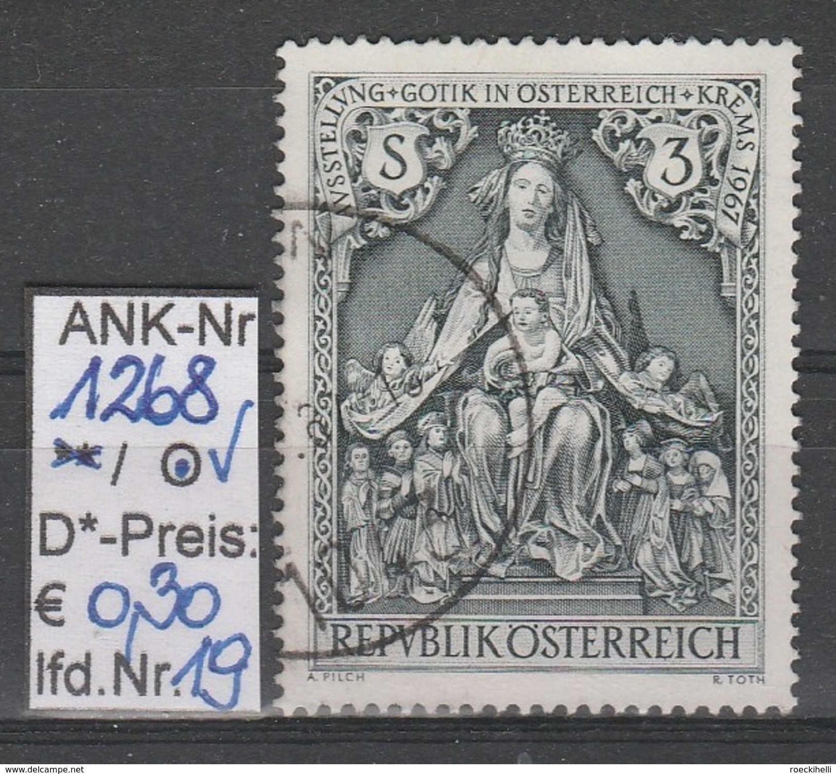 19.5.1967 - SM "Gotik in Österreich, Krems 1967" -  o gestempelt   - siehe Scan  (1268o 01-21)