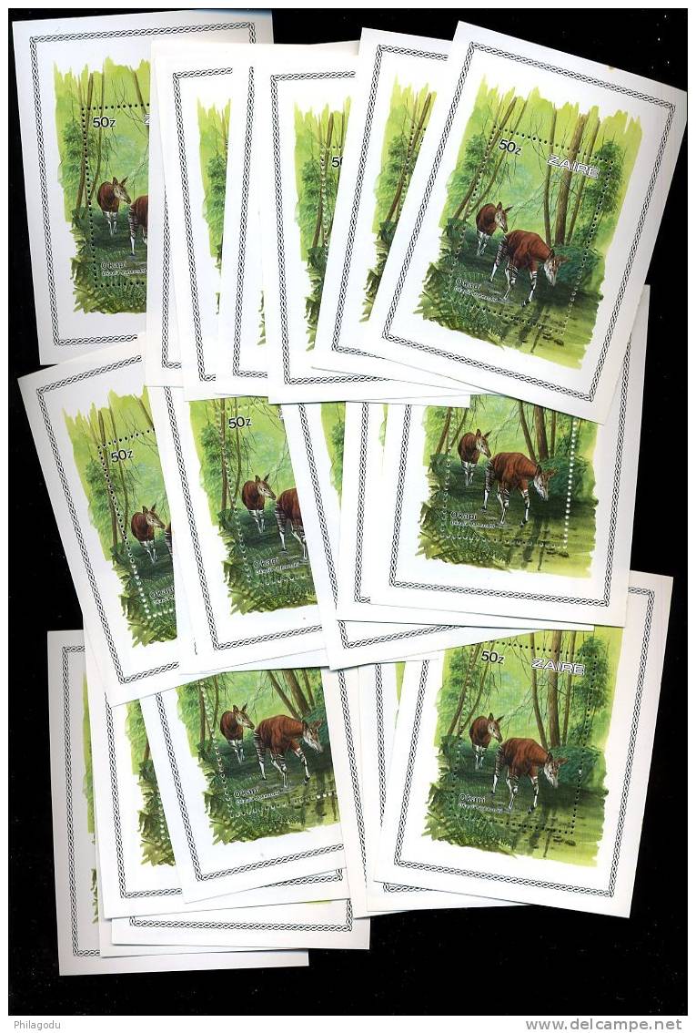 ZAIRE 1984  OKAPIS Blocs Dessinés Par BUZIN - -  Lot De 500 Blocs **   Mint NH  Postfrich - Nuovi