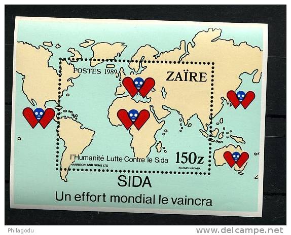 ZAIRE 1990 ++ SIDA AIDS MEDICAL -  Lot De 100 Blocs **   Mint NH  Postfrich - Unused Stamps