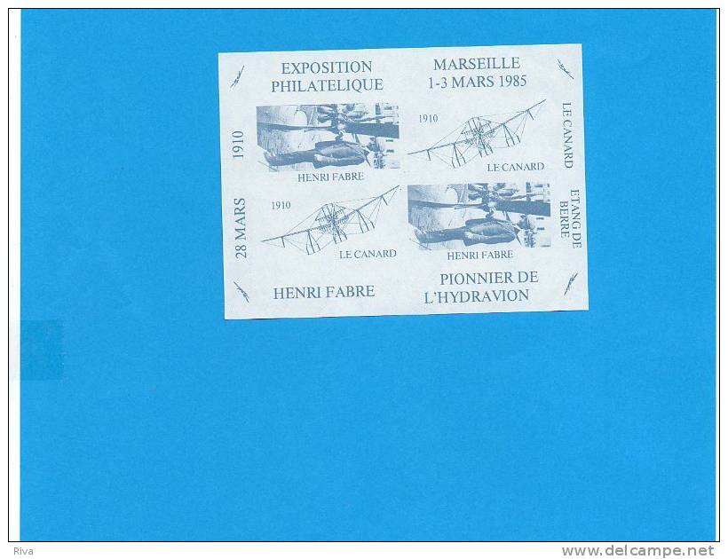 Bloc  EXPOSITION PHIL /  Henri FABRE  MARSEILLE  1-3 MARS 1985 - Briefmarkenmessen