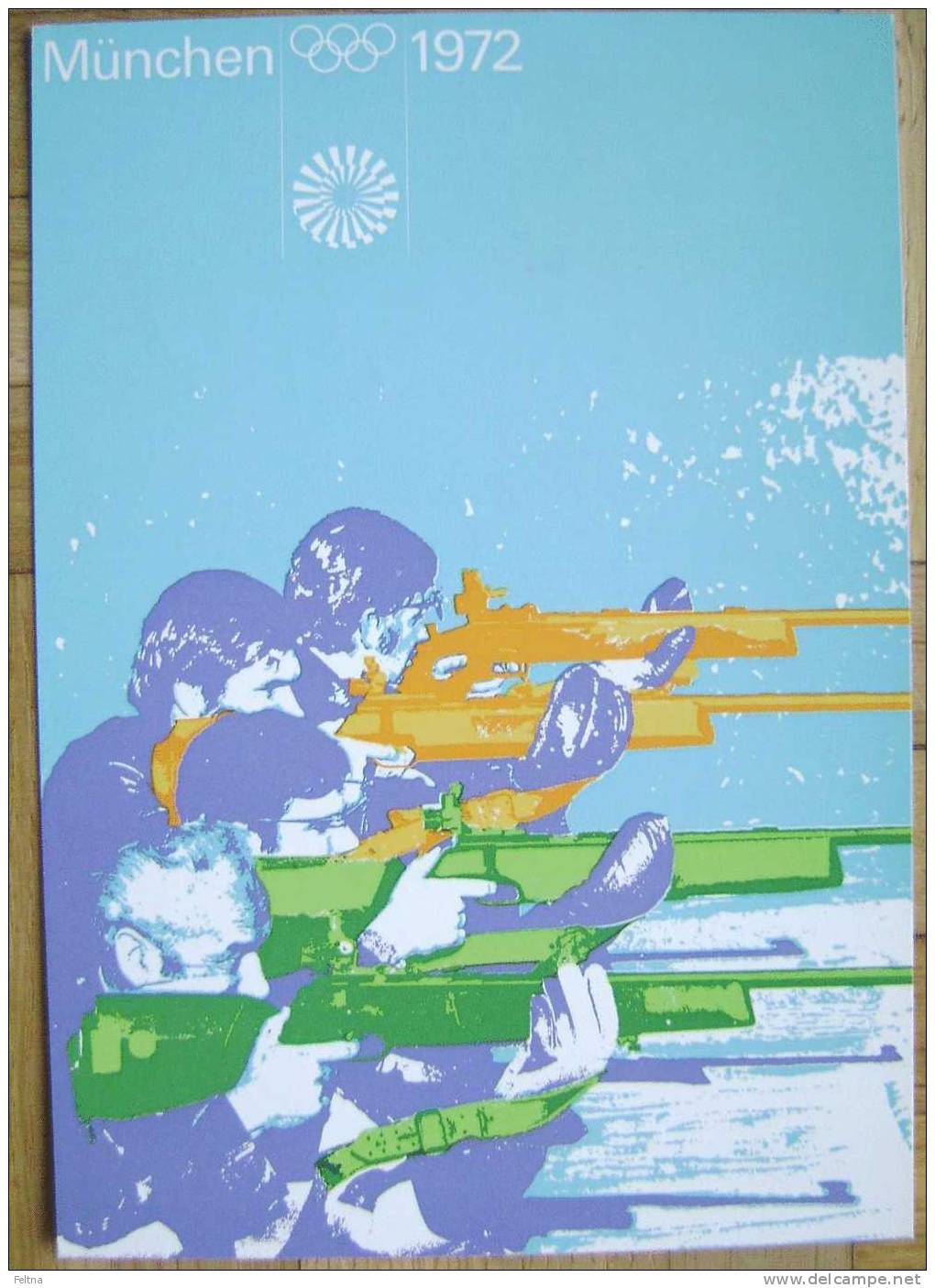 1972 GERMANY CARD OFFICIAL POSTER OLYMPIC GAMES MUNICH SHOOTING WITH CANCELATION ON BACK SIDE - Shooting (Weapons)