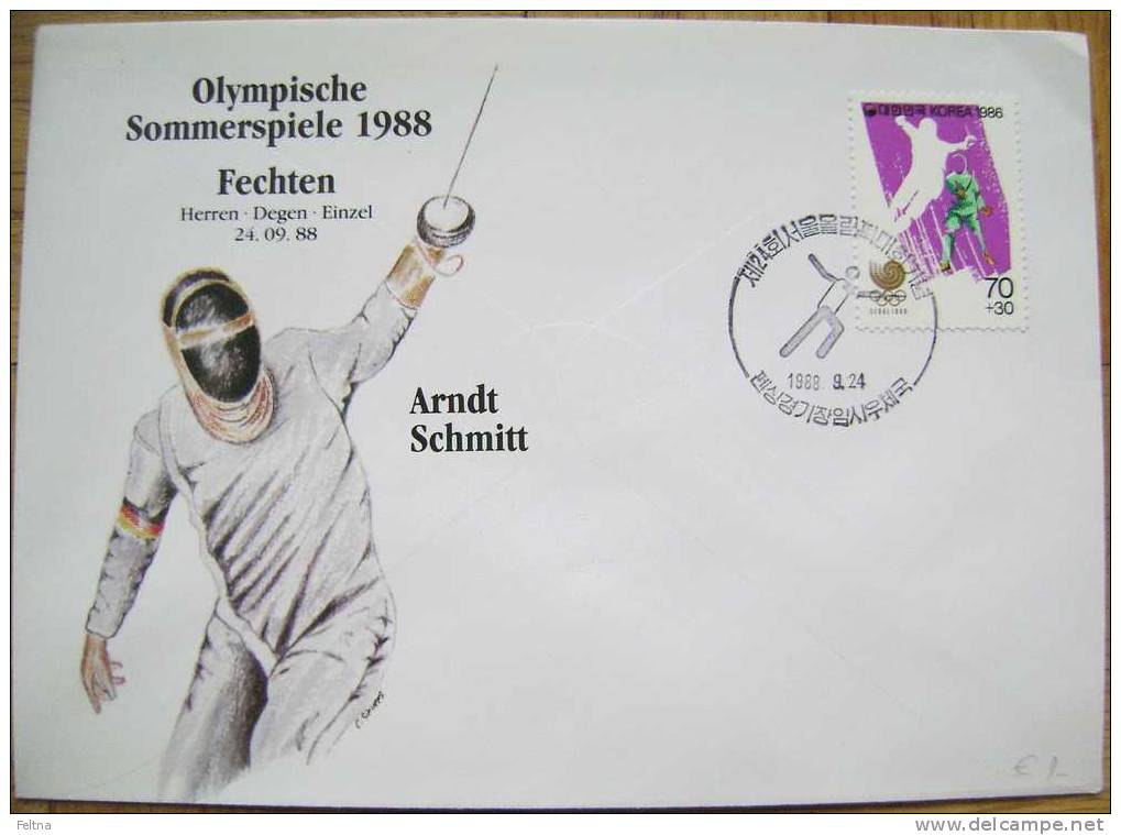 1988 SEOUL OLYMPIC GAMES FENCING FECHTEN COVER ARNDT SCHMITT - Fencing