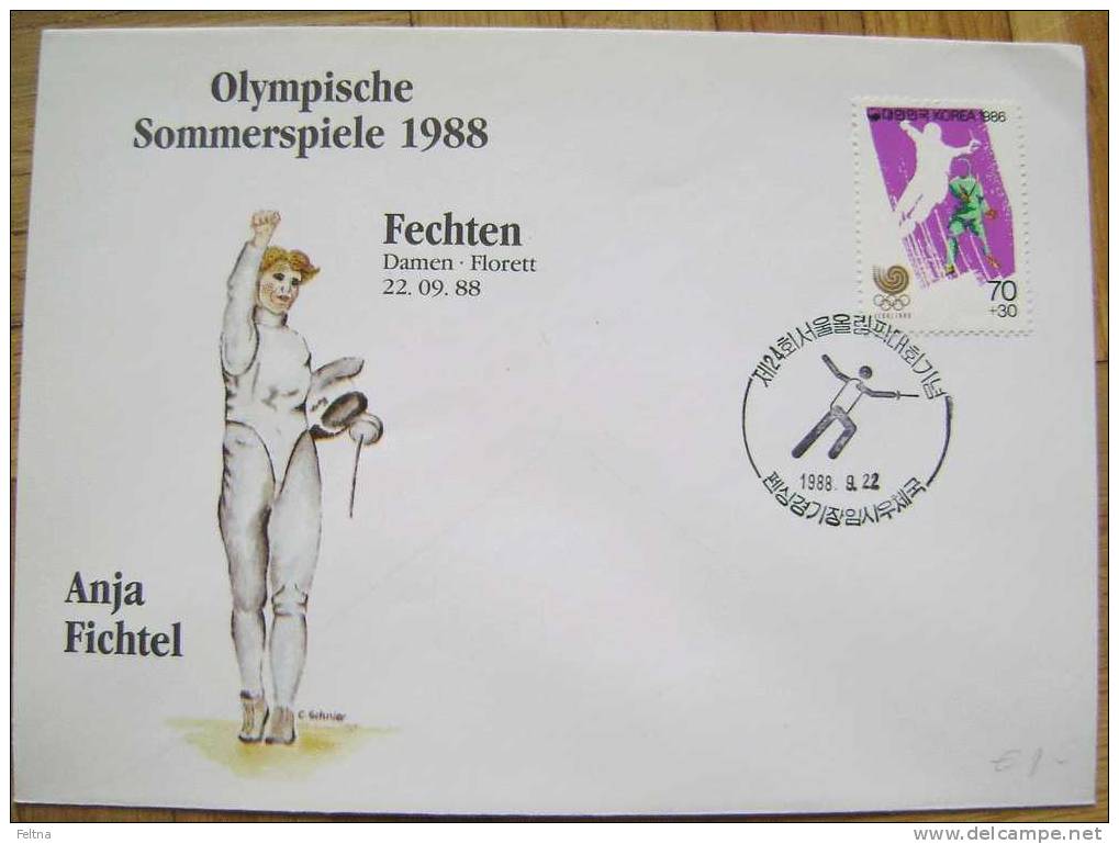 1988 SEOUL OLYMPIC GAMES FENCING FECHTEN COVER ANJA FICHTEL - Fencing