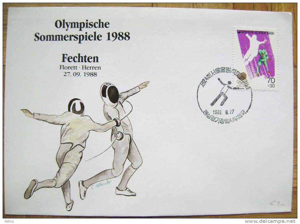 1988 SEOUL OLYMPIC GAMES FENCING FECHTEN COVER - Fencing